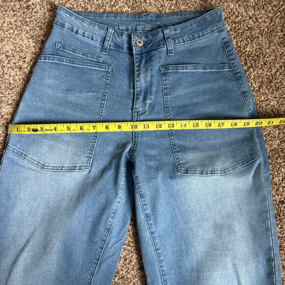 EVALESS Baggy Barrel High Waisted Wide Leg Boyfriend Denim Ankle Jeans, Size 8 - Picture 9 of 12